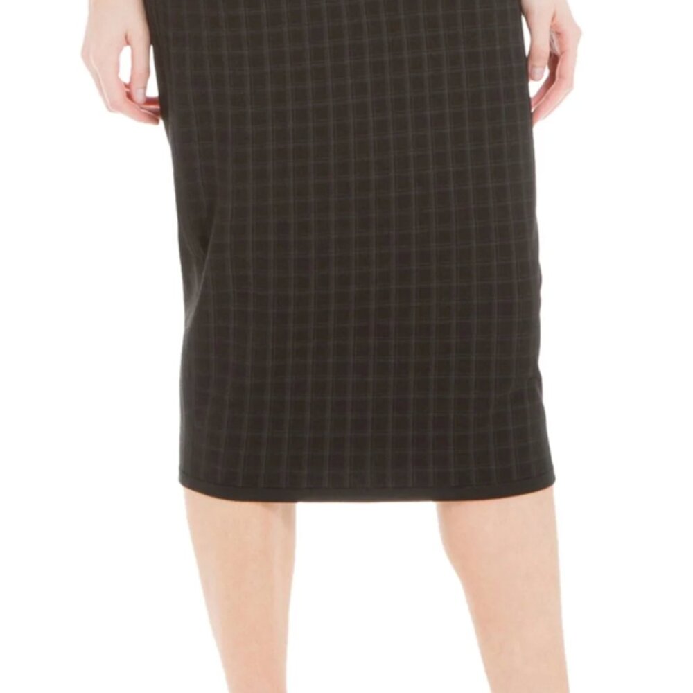 Midi Striped Pencil Skirt, Black